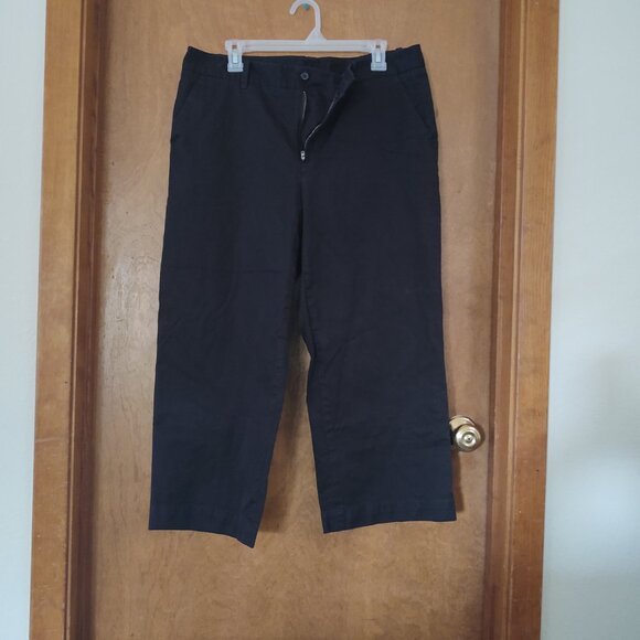 GAP Pants - GAP WOMEN'S SIZE 14 BLACK WIDE LEG CROPPED TROUSER PANT DOUBLE BUTTON KHAKI PANT